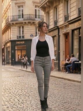 Nili Lotan Skinny Moto Jeans in Grey